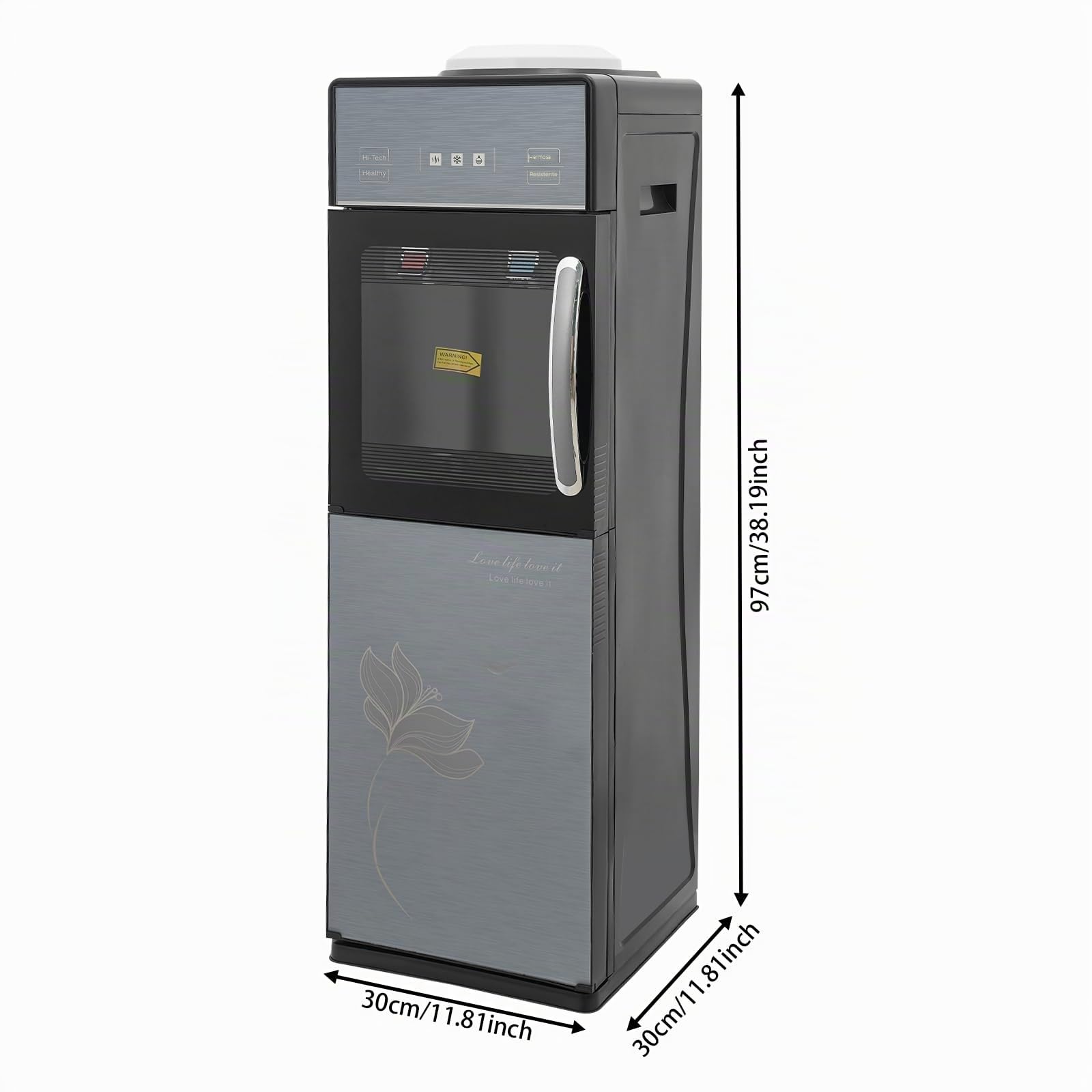 Dispensador de Agua Caliente y Fría de 3 Temperaturas, Dispensador de Agua de Botella de 5 Galones, Potencia 500W/90W, con Compartimento de Almacenamiento, para Casa y Oficina, Gris