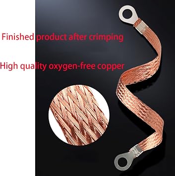 Flat Copper Braid Cable,4mm Flat Copper Braided Ground Strap Wire, Flexible Shielding Wire Mesh(16.4ft)