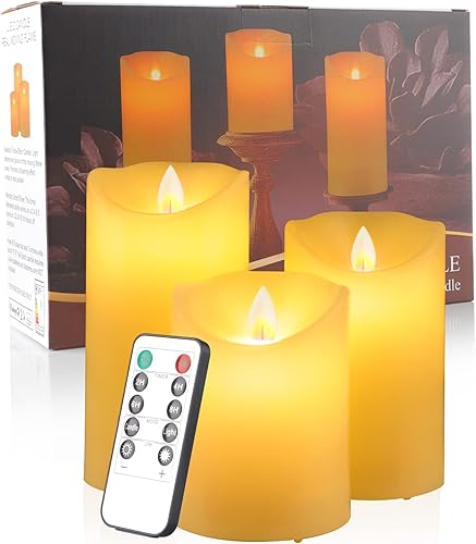 Luxcence Velas sin llama que funcionan con pilas con control remoto velas LED eléctricas parpadeantes juego de 3 con función de temporizador de 2468