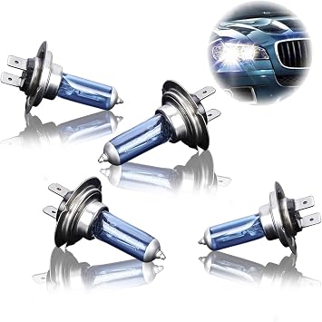 4-Pack Super Bright White Halogen Xenon Effect H7 Headlight Bulb, 12V 100W WhiteVision 5000K H7 Bulb Replacement Car Exterior Light Bulbs