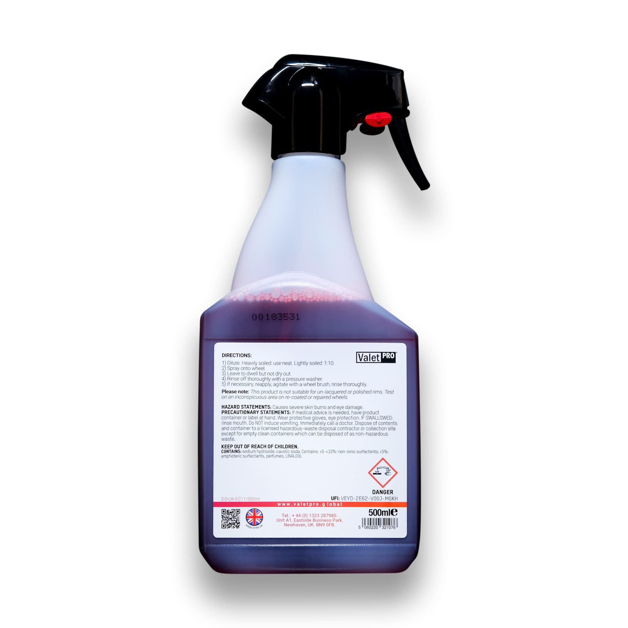 Detailmate Valet Pro Bilberry Wheel Cleaner – Zuurvrij Velgenreiniger Concentraat 0,5L + Microvezeldoek & Spuitfles