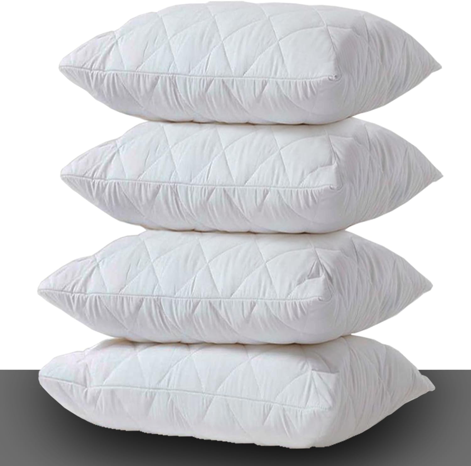 KURNI Pillow Protectors 4 Pack White, Anti Allergy Zipped Pillowcase Protectors, Machine Washable Quilted Pillow Covers, Soft & Breathable Microfiber - 50 x 75cm