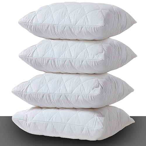 Pillow Protectors 4 Pack Cover White, Anti Allergy Zipped Pillows