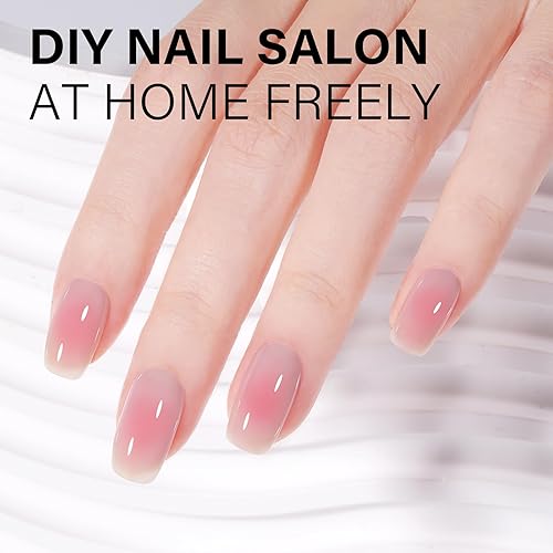 Vista 63 de AILLSA Esmalte de uñas de gel amarillo otoñal, esmalte de gel de hojas de otoño, esmalte de gel neutro translúcido nude de larga duración