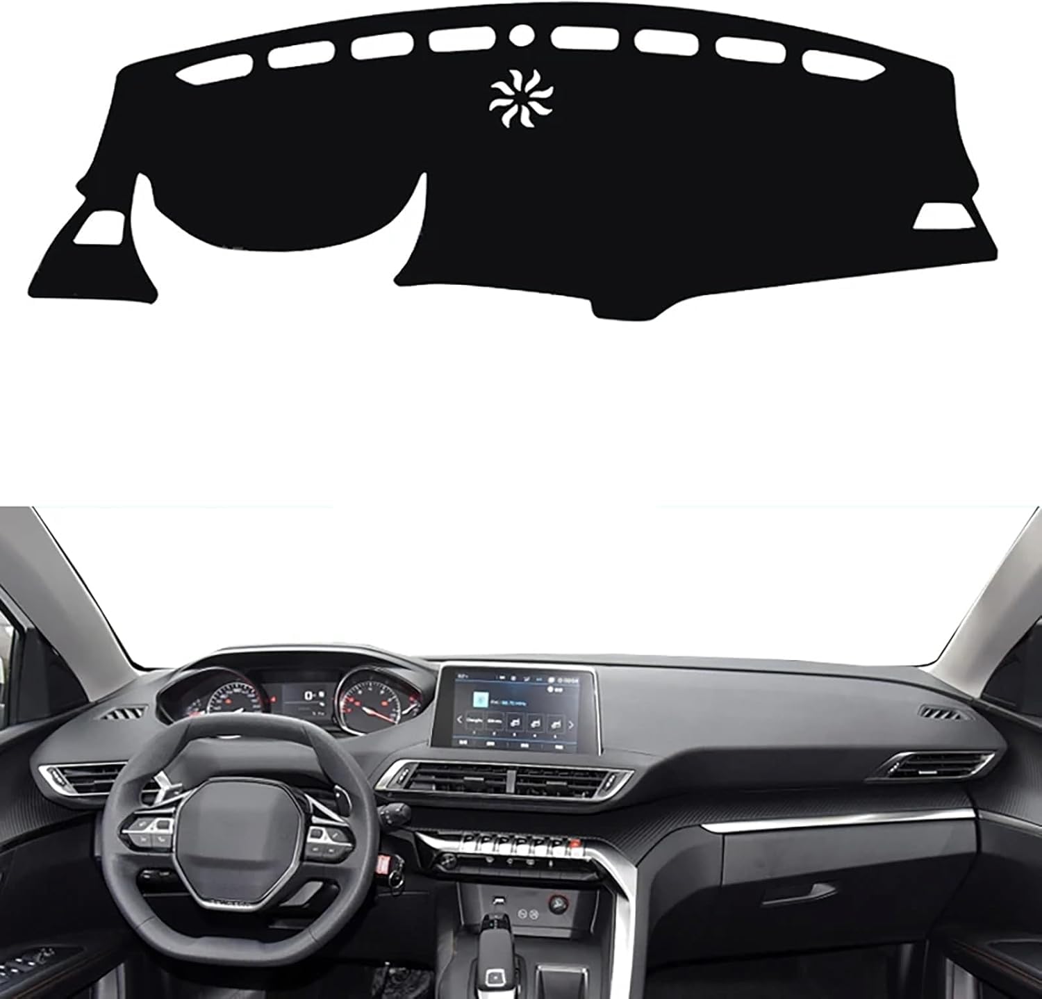 ZhangXD Car Dashboard Cover for Peugeot 5008 2017 2018 2019 2020 2021, Non-Slip Dash Board Sun Shield Protector Anti-Glare Anti Dust Interior Accessories