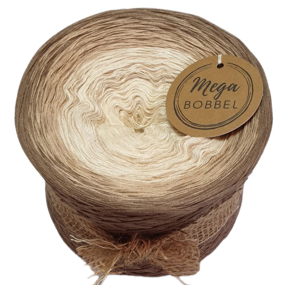 MegaBobbel*Wüstenstaub*A254* (Außenfarbe: Schlamm) Farbverlaufsgarn - Lace Garn Bobbel Wolle zum Häkeln & Stricken - 50% Baumwolle/50% Polyacryl (4 fädig, 3750m)