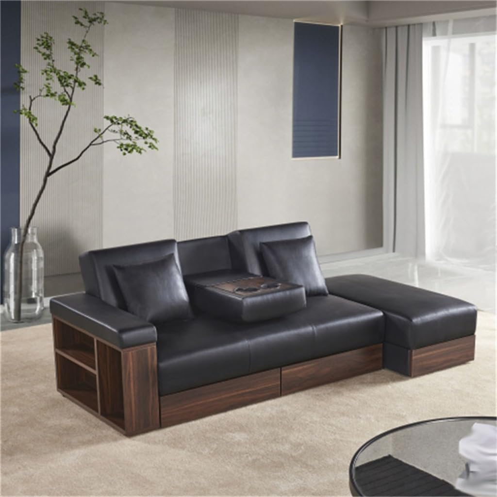 Multi-Functional Sofa,can sit, Lie Down,with Storage Box and Drawer, arm be Used as Tea Table and Pedal
