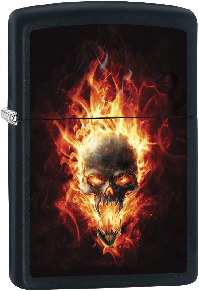 Zippo Lighter: Anne Stokes Skulls with Roses - Black Matte 79596