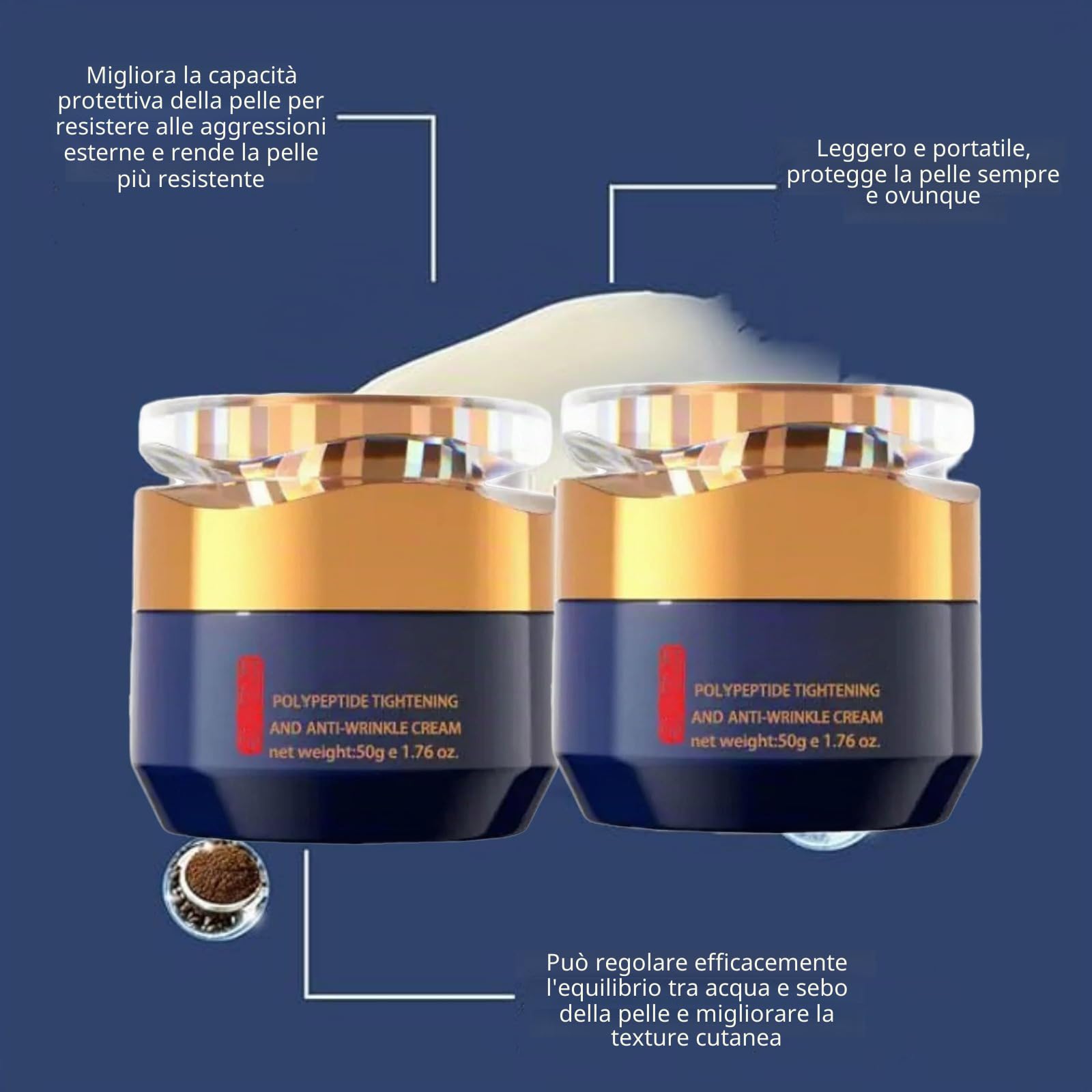 Qingling Crema Viso, Qingling Crema Para Arrugas, Cremas Antirughe con Polipeptidi, Rassodante Anti Rughe, Riduce le Rughe, Idrata la Pelle (2 Pcs)