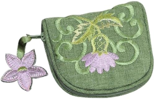 Monedero de joyería en un diseño de cardo de balmoral verde