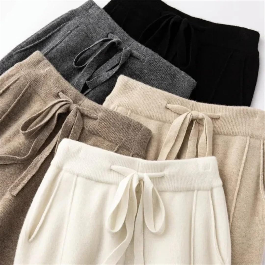 Pantaloni da donna a vita alta con coulisse casual lavorati a maglia harem pantaloni casual tinta unita caldi pantaloni della tuta