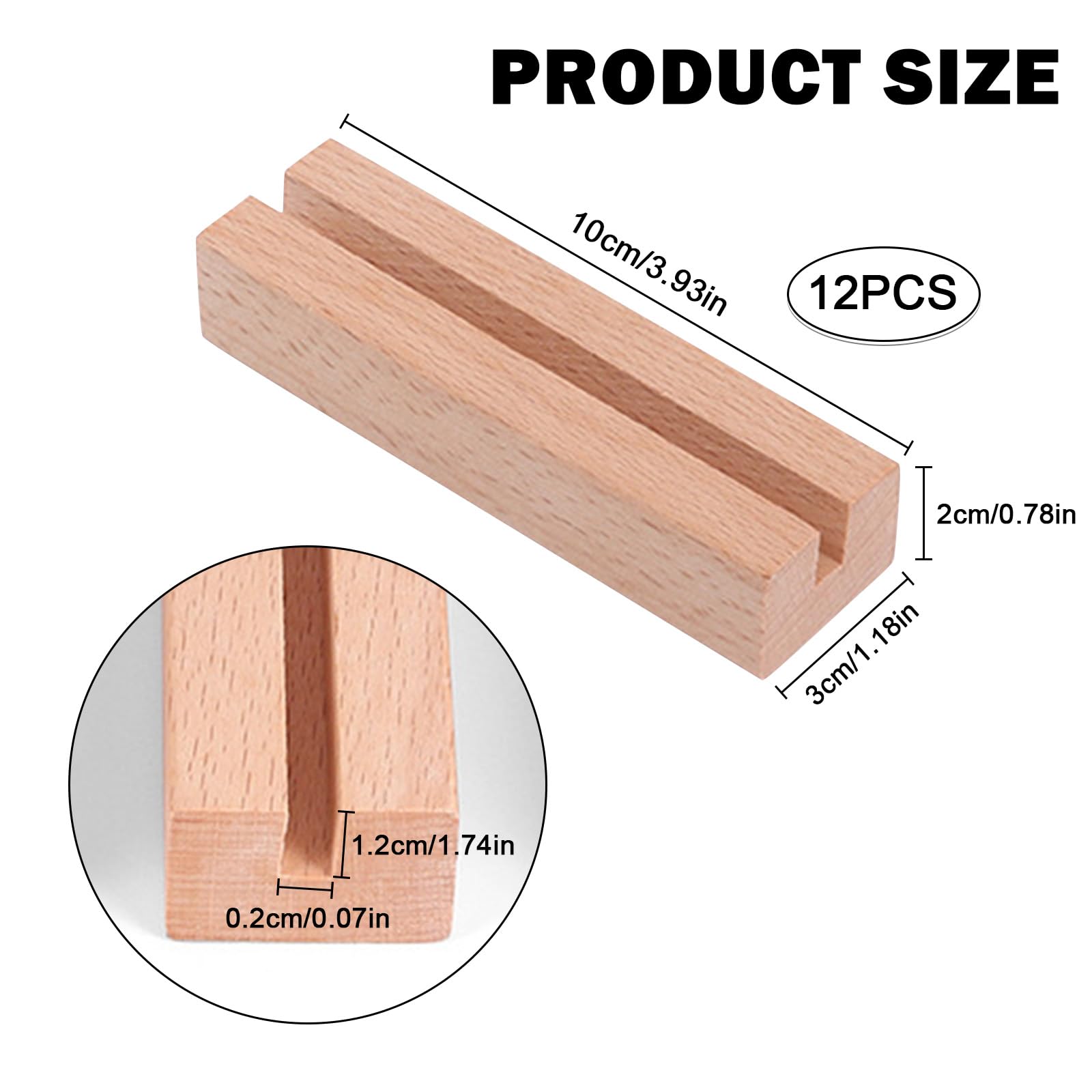 Worown 12 Pièces (10 x 3 x 2 cm) Noir Support en Bois