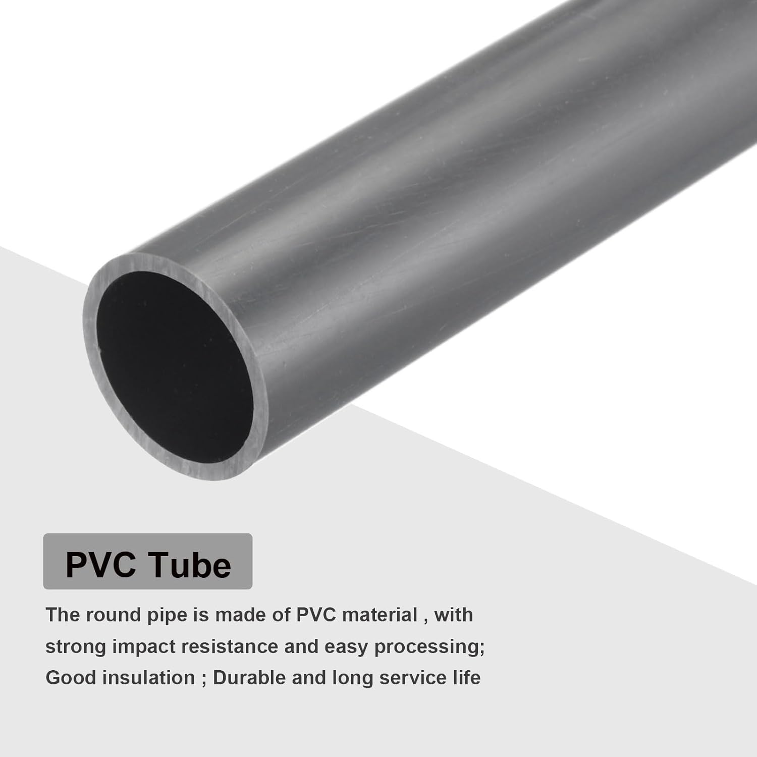 MECCANIXITY PVC Rigid Tube Round Pipe Hardware Tubing 28.8mm(1 1/8 Inch) ID 34mm OD 350mm Light Grey High Impact for Water Pipe Cable Sleeve