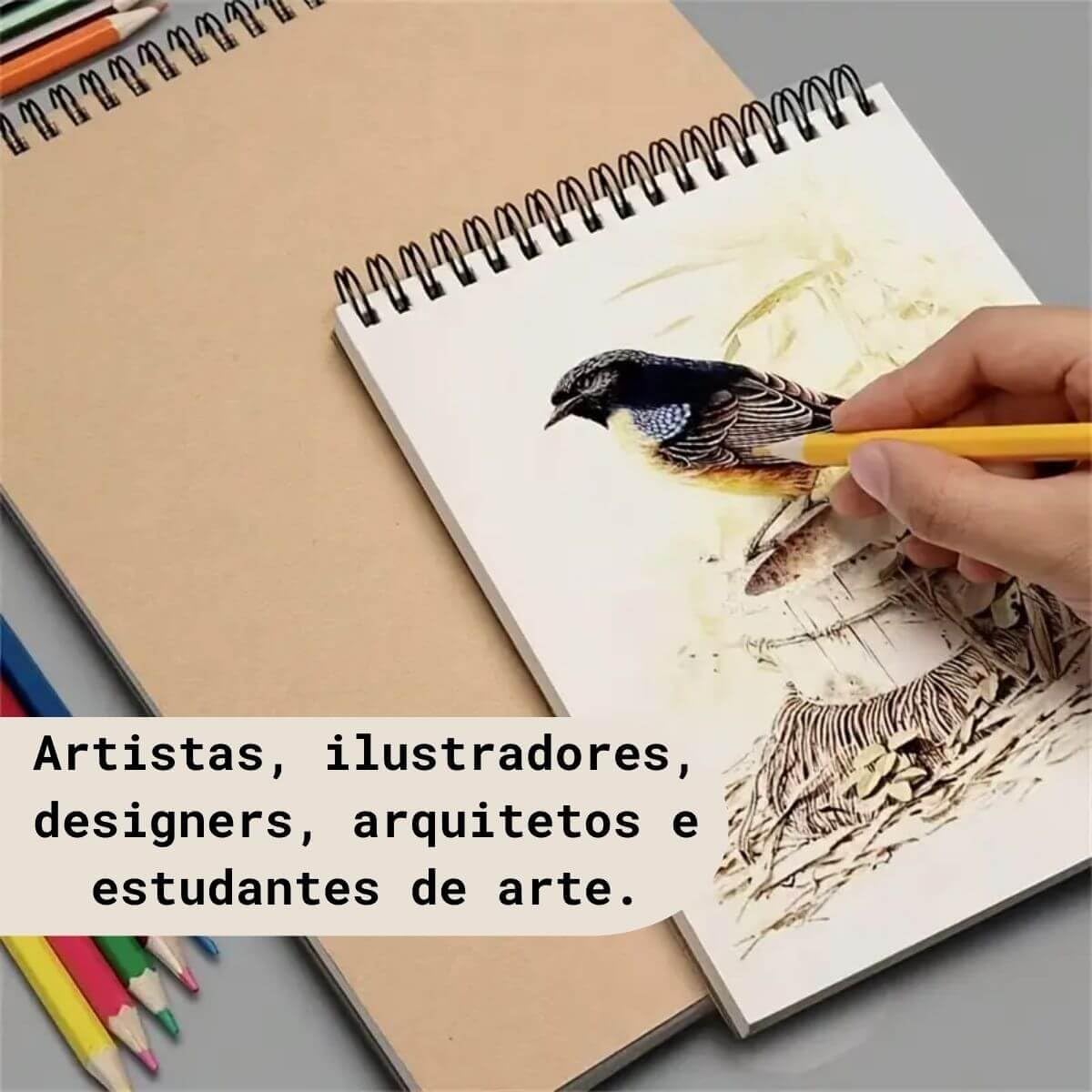Caderno Sketchbook Desenho Artístico Profissional Esboço A4 160g 24 Folhas Ilustração (A4)
