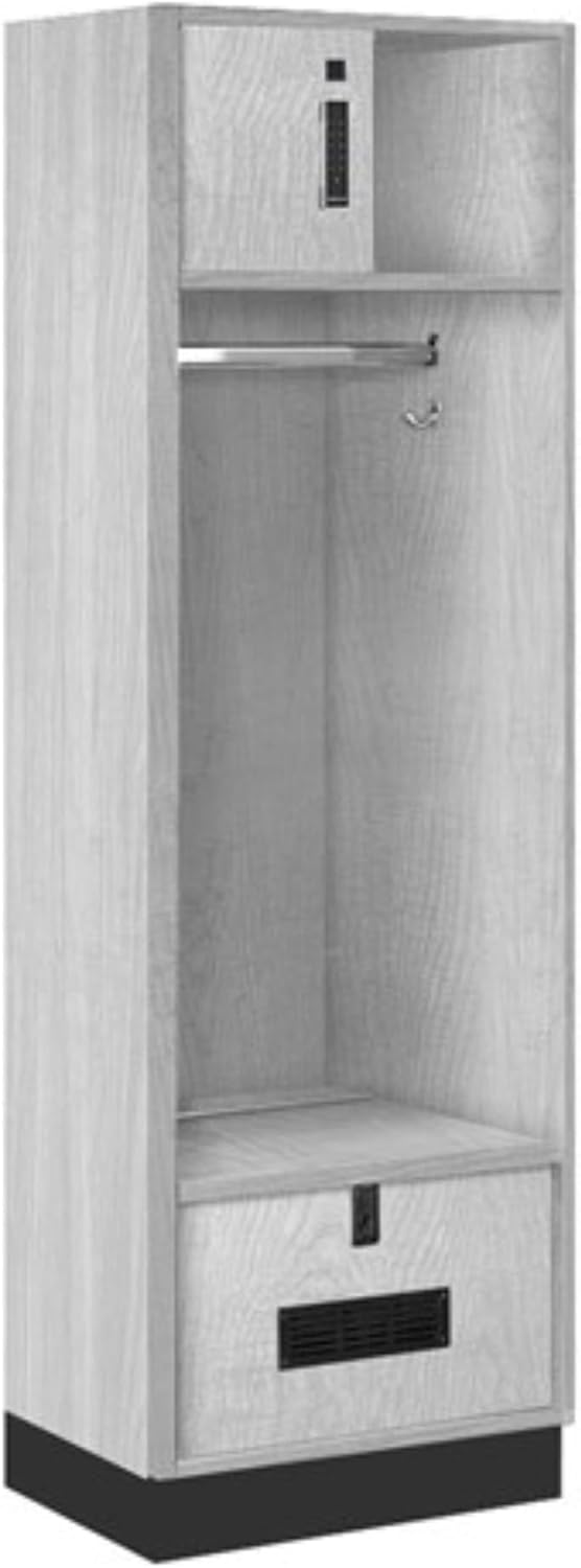 Salsbury 24" Wide Premier Wood Open Access Locker - 6 Feet High - 18 Inches Deep - Silver Teak - Black Electronic Locks
