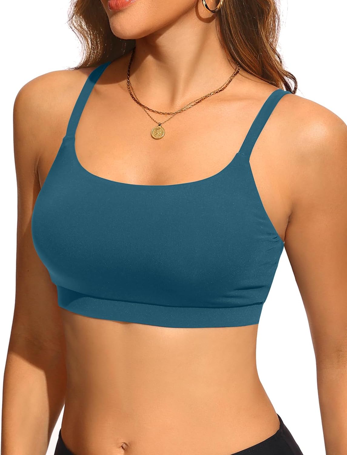 Women Sports Bra Swimsuit Top - Swim Bra Bikini Top Only 2026 Scoop Neck Bathing Suit