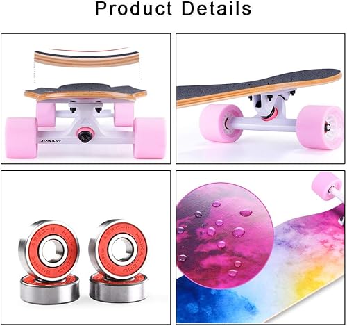 Miniatura 3 de Skateboard Cruiser - Tabla larga de madera de arce de 7 capas para niños, adultos, principiantes, niñas, adolescentes (color ciervo C)