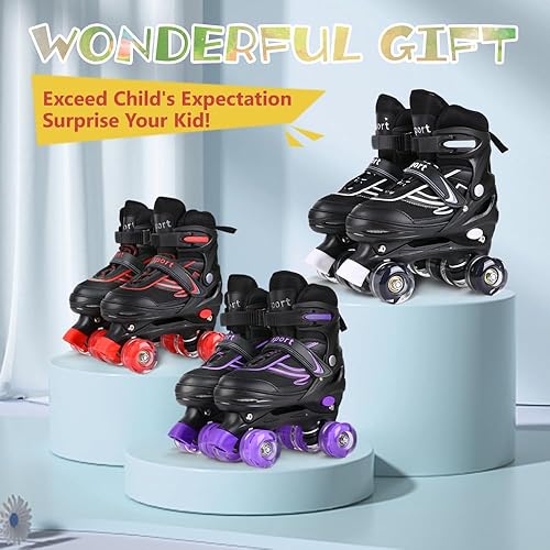 Miniatura 7 de Patines en línea G MGY OLED para niños pequeños, patines ajustables en 4 tallas con todas las ruedas iluminadas, patines iluminados divertidos para