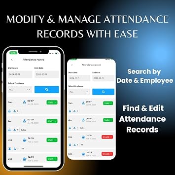 App Based Clocking in Machine Time and Attendance Recorder for Employees Small Business with Fingerprint, Card and PIN,Auto Deduct Lunch Time,Weekly OT,10 IC card, IOS/Android App, No Monthly Fee