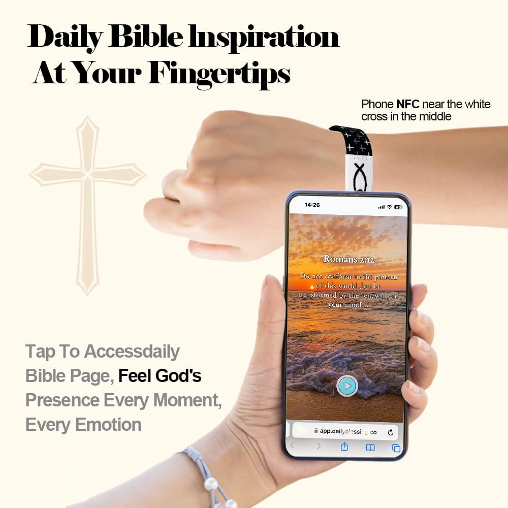 6Pcs Daily Bible Verse Bracelets, Jesus Christian Bracelet with NFC Scan, Bible Verses Wearable Bracelet, Elastic Christian Bracelet for Women Men Teens Gifts - Image 2