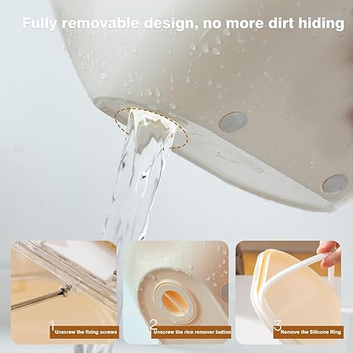 Miniatura 5 de Dispensadores de cereales Recipiente de arroz Dispensador de contenedores de cereales con tapa de almacenamiento sellado, contenedor de alimentos