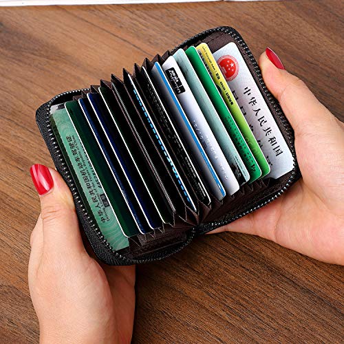 RFID Credit Card Holder Wallet with Zipper, Genuine Leather Credit Card Wallet for Women, Ladies Wallets3