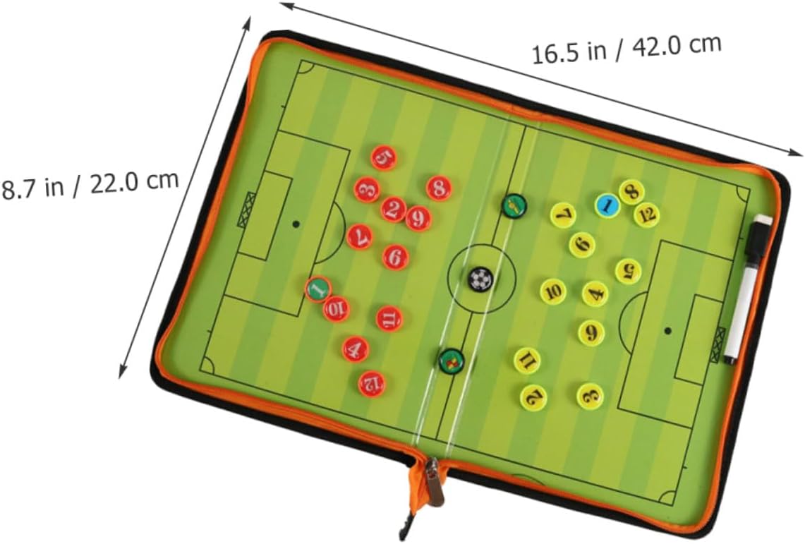 Abaodam Zippered Soccer Coaching Board Set with Magnetic Dry Erase Surface, Leather Cover, Portable Football Training Clipboard for Coaches and Referees