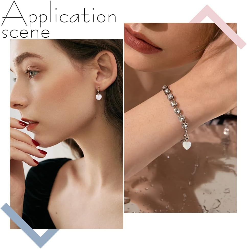 40 Pcs Heart Stone Charm Necklaces Set, Natural Love Heart Quartz Gemstone Crystal Pendants with 304 Stainless Steel Necklaces for Jewelry Making - Image 6