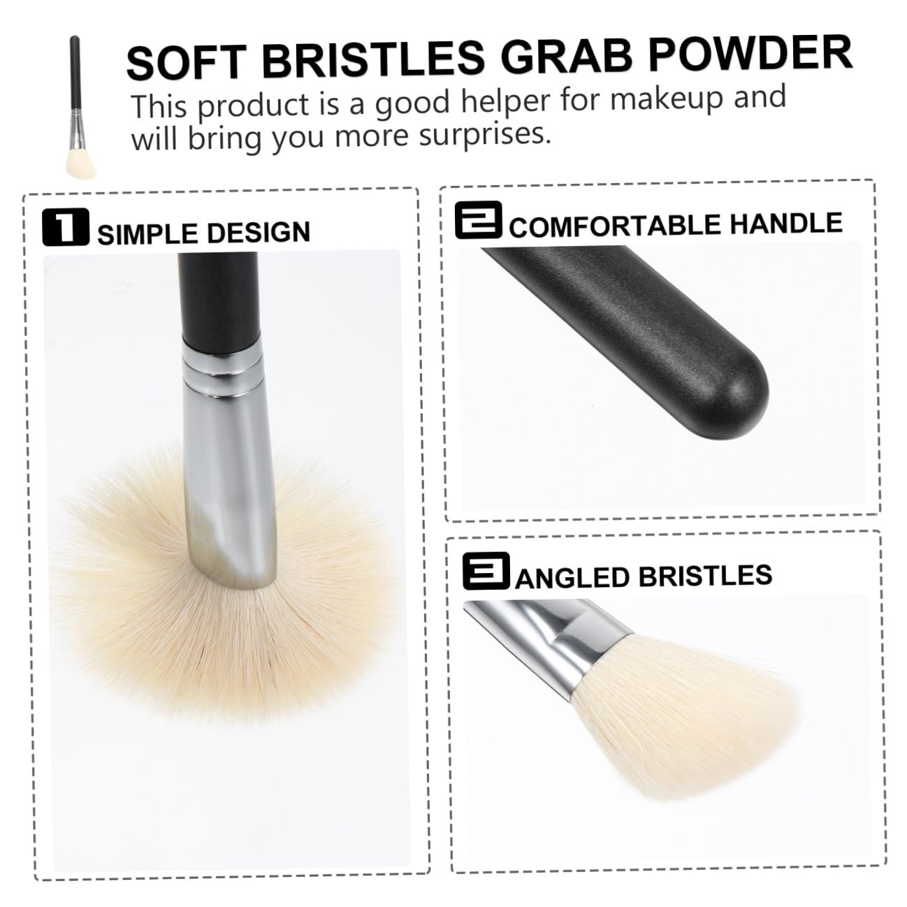 Vaguelly 1PC Bristle Makeup Brush for Concealer Blush Nose Shadow Comfortable Grip Durable Easy to Clean Makeup Tool for Finish