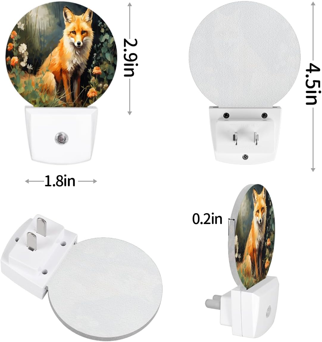 Pardick 2PCS Plug in Night Light, Fantastic Fox Night Lights Plug Into Wall Warm Night Light Beautiful Fox Dusk to Dawn Sensor LED Lights for Stairway Bedroom Kitchen Hallway Room Decor