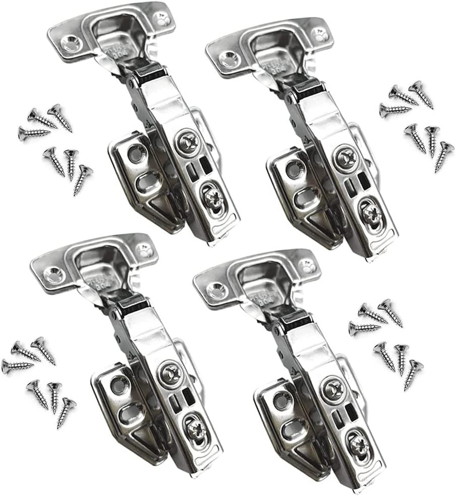 Bestgle 4 Pcs Hinge Kitchen Cupboard Hinge Set Stainless Steel