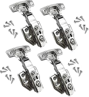 Bestgle 4 Pcs Cabinet Hinge Kitchen Cupboard Hinges, Stainless Steel Soft Close Furniture Concealed Hinges Wardrobe Door Hinge Set, Full Overlay Hinges with Mounting Screws for Home Improvement