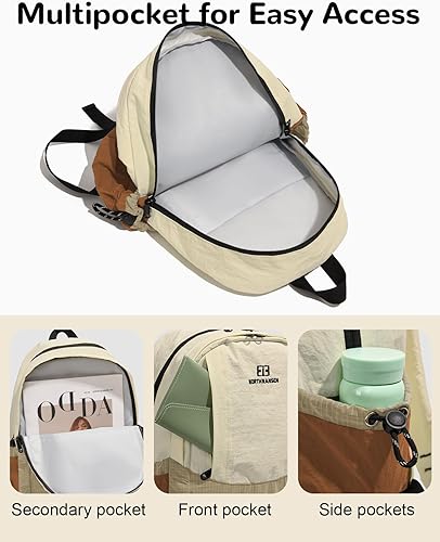Miniatura 4 de Mochila de senderismo ultraligera pequeña de 15 L con múltiples bolsillos para hombres y mujeres, a cuadros, impermeable, informal, para adultos,