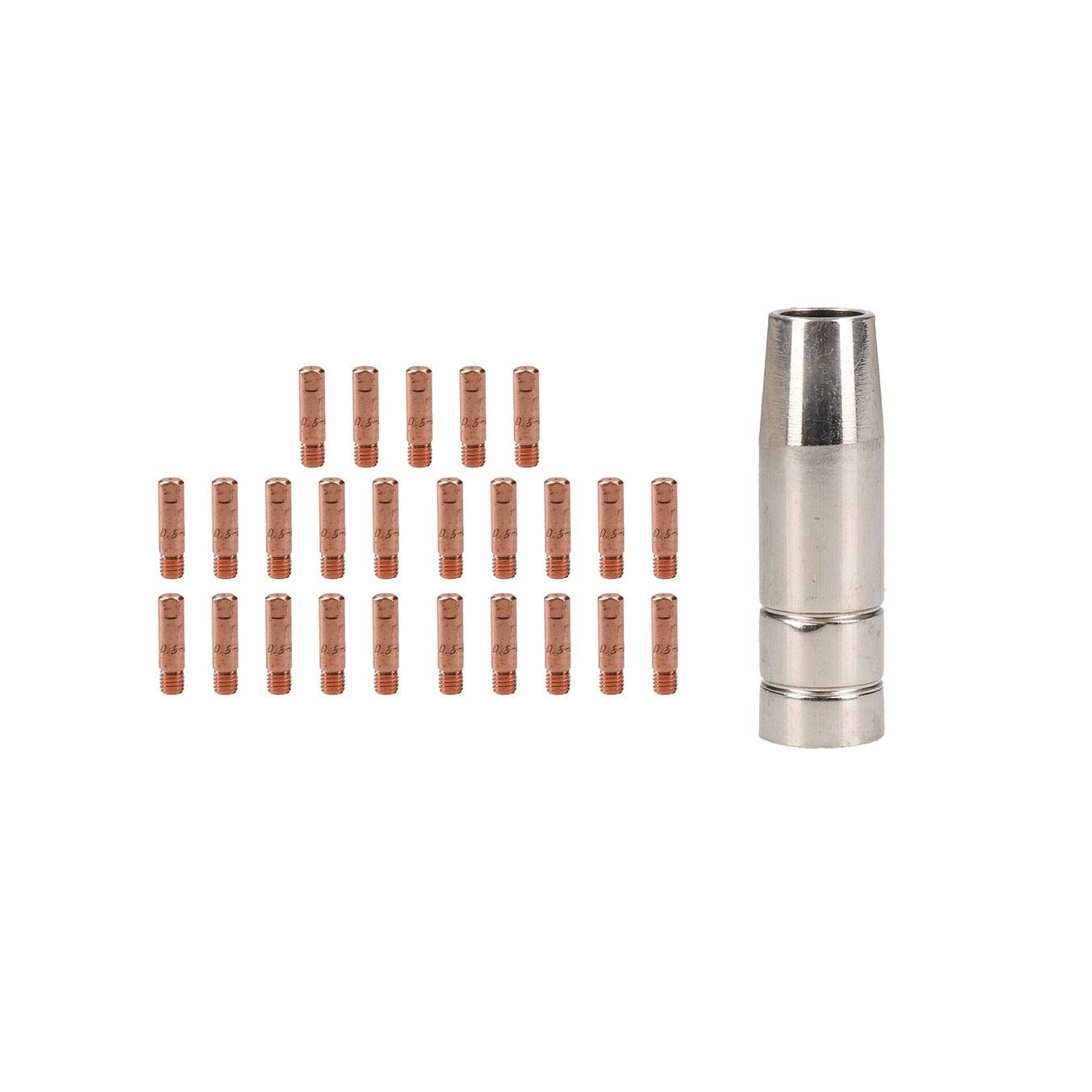 Cebora 130 & 110 / Snap On 130 1x Shroud/Nozzle & 25x 0.6mm Welding Tips