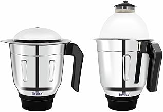 Benito ULTRA Heavy Quality Stainless Steel Jar Set (1500ml & 1200ml) for Mixer Grinder – Compatible with 4-Teeth Coupler & Dual Locking System