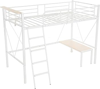 Amazon｜【150cm ミドルタイプ】シングルロフトベッド｜可動ローデスク