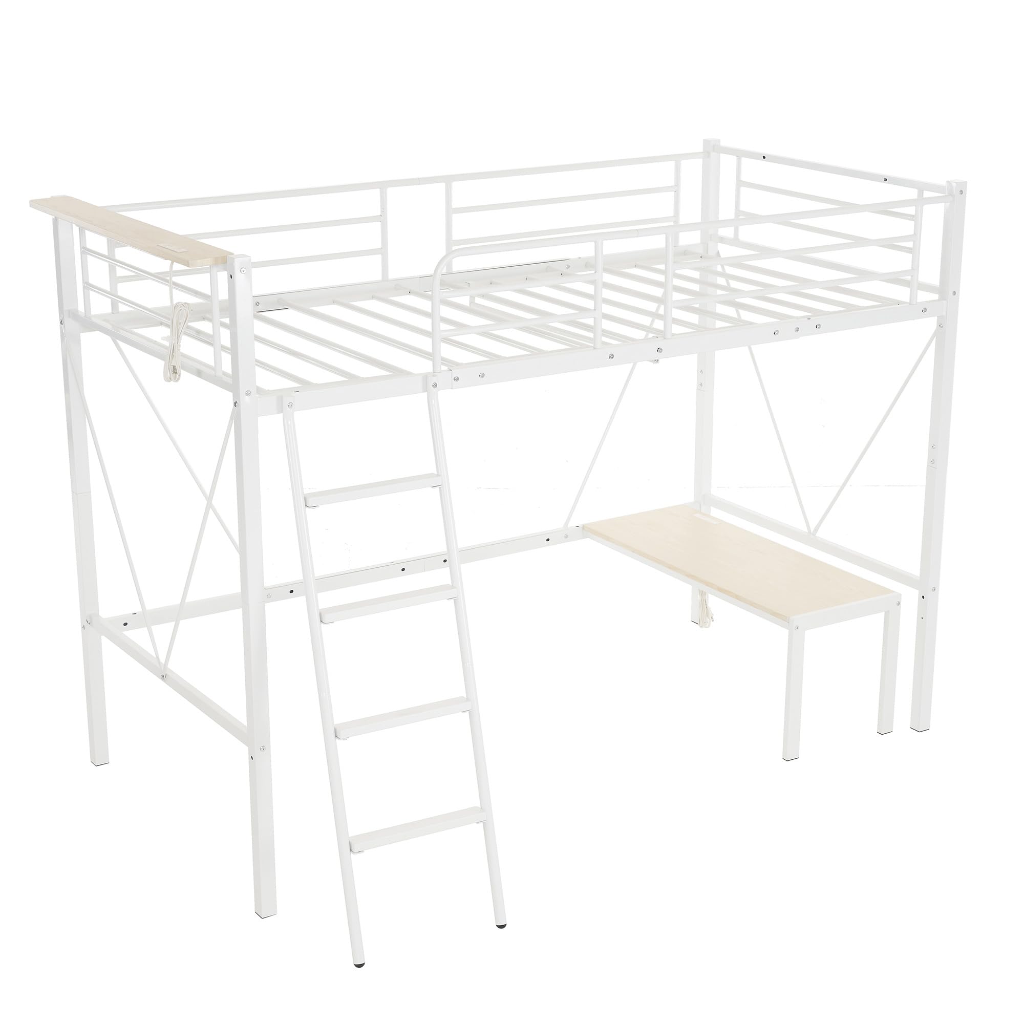 Amazon｜【150cm ミドルタイプ】シングルロフトベッド｜可動ローデスク