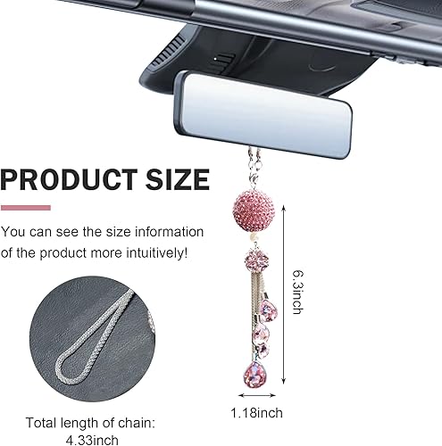 Miniatura 2 de Bling Ball and Drops - Colgante para espejo retrovisor de automóvil, dije de cristal para mujer, colgante de cristal colgante de la suerte,