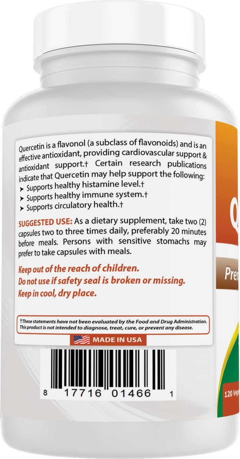 Best Naturals Quercetin 1000 mg/Serving 120 Veggie Capsules (120 Count (Pack of 2))