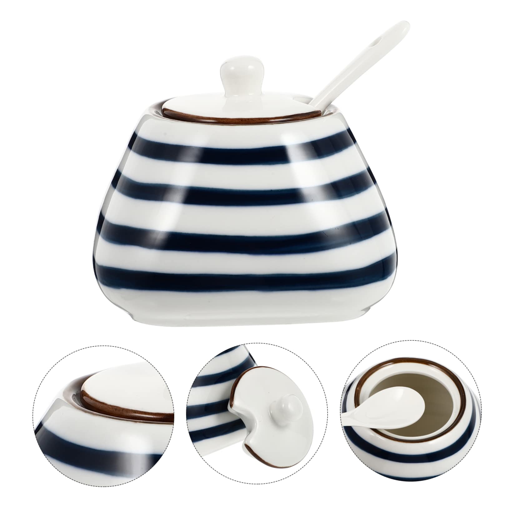 PRETYZOOM 1Set Multi Function Spice Jar with Spoon and Lid Elegant Condiment Canister for Kitchen Organization for Storing Sugar Spices and Seasonings Friends