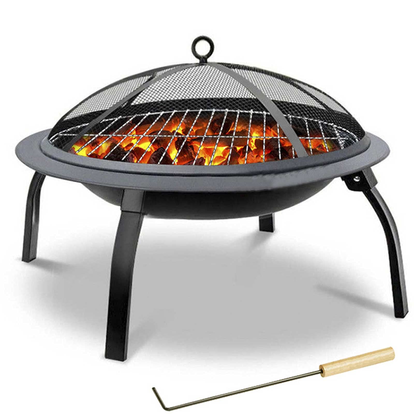 Portable Folding Outdoor Fire Pit Bowl - Wood Burning 22in Firepit Firebowl & Backyard Firepit