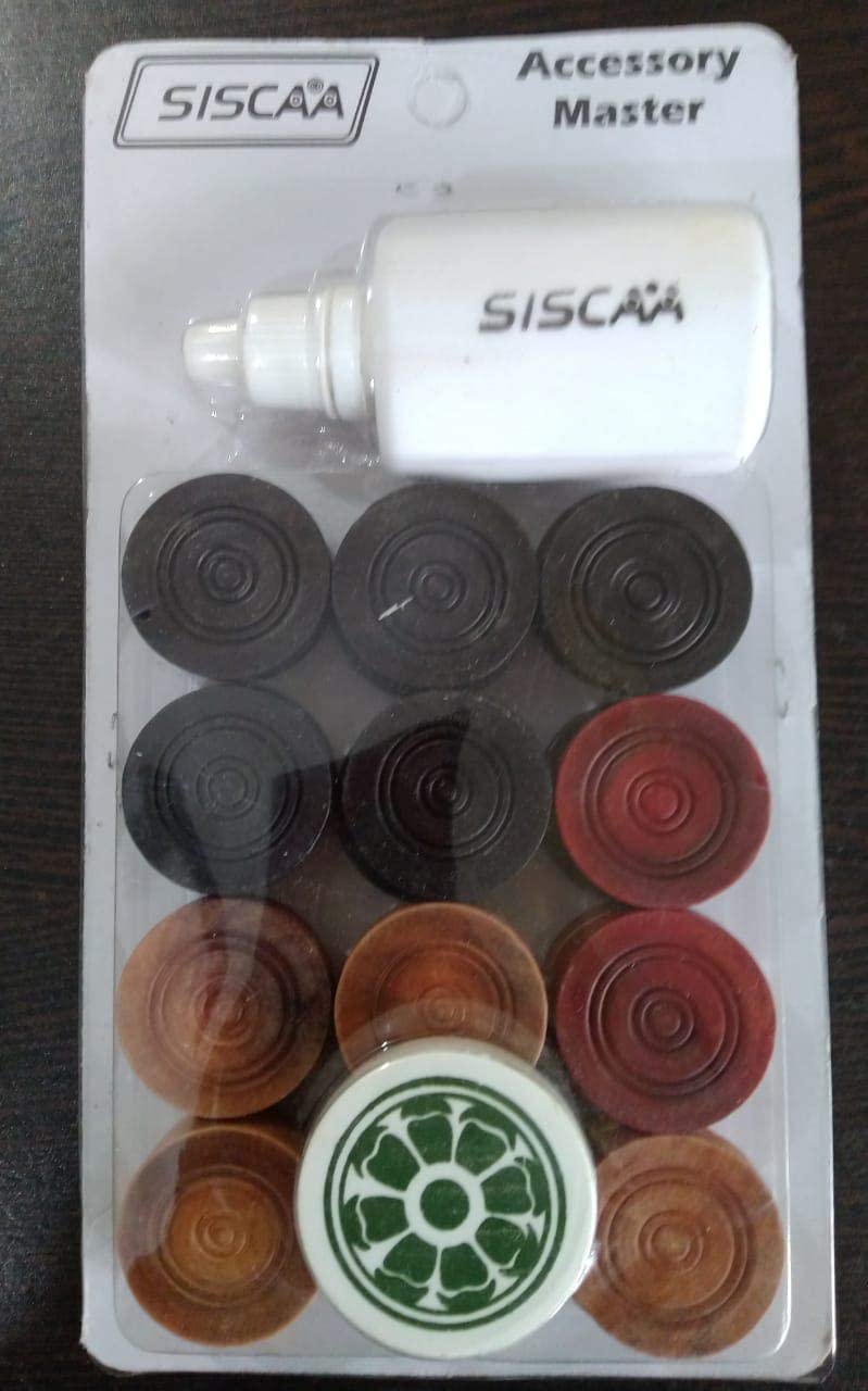 Wooden Carrom Board Coins - 24 Pcs + 1 no Stiker