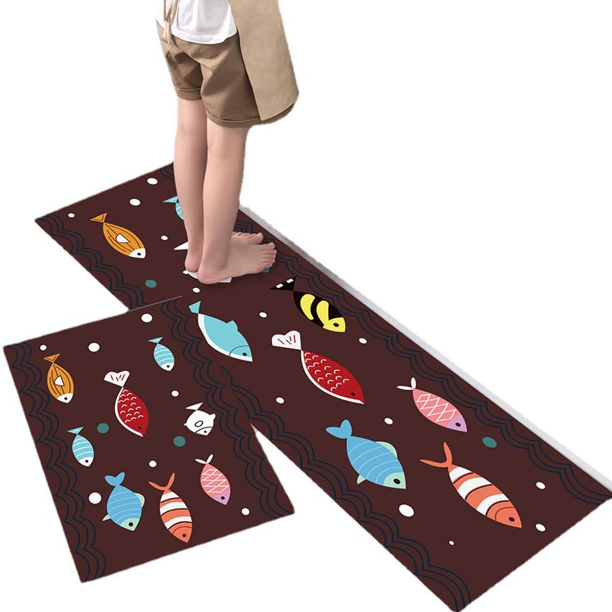 Tapete de cocina [2 piezas] acolchado antifatiga alfombra de cocina antideslizante impermeable alfombra cómoda de pie para cocina, suelo, oficina, fregadero, lavandería, 16 x 47 pulgadas