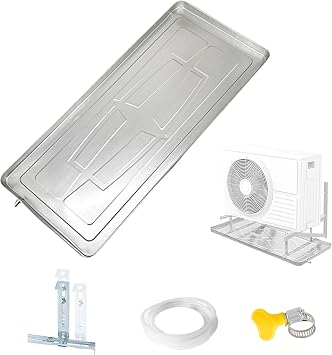 Air Conditioner Drip Pan, AC Drip Pan with Drain, Stainless Steel External Unit Tray with 3 M/10 Ft Drain Hose and Mounting Bracket for Outroom84x38x3cm 33x15x1in