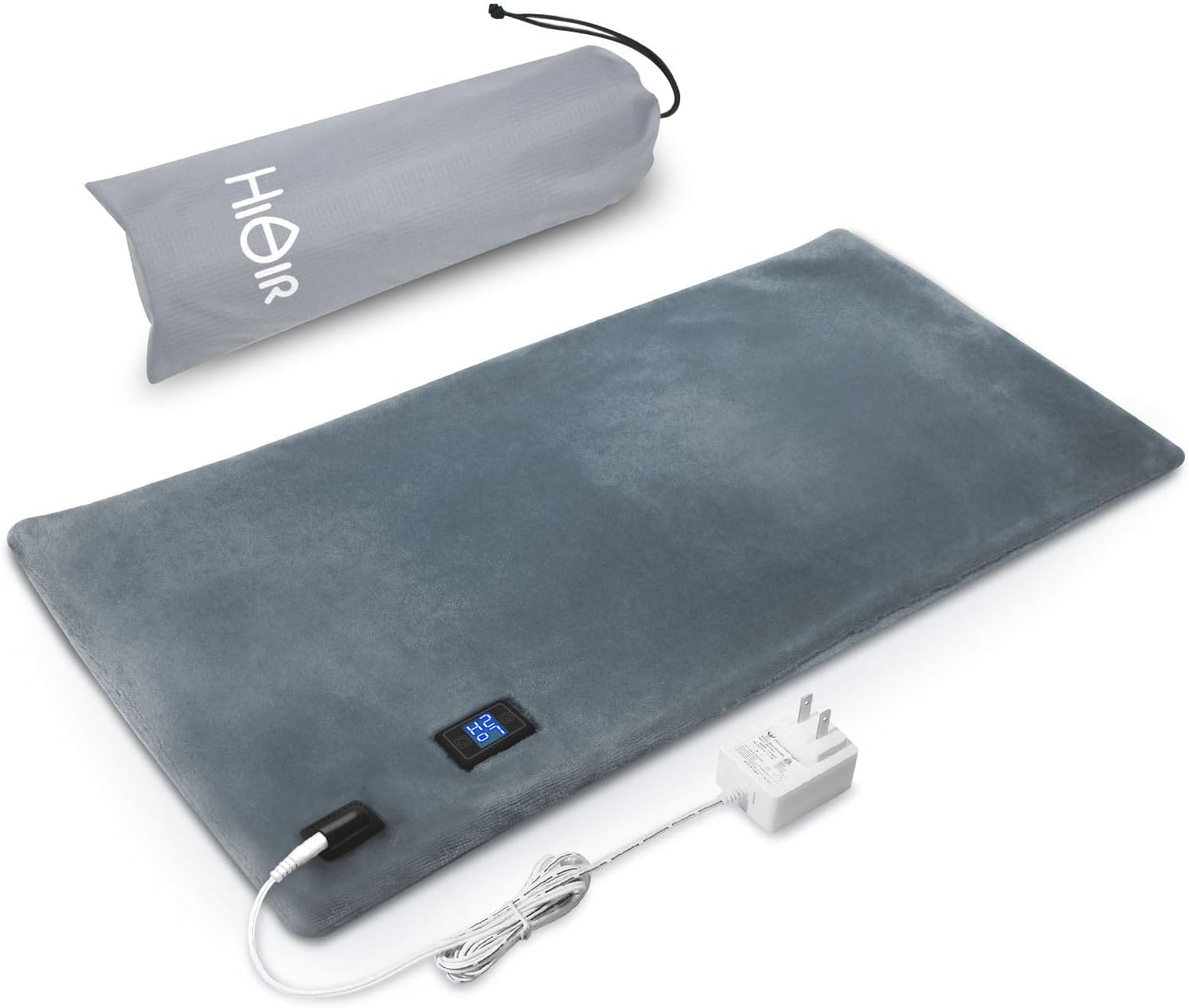 Electric Heating Pad - Heating Pads for Back Pain Fast-Heating with HI/Low Temperature Setting, Auto-Off Timer, Ultra Safe King Size Heating Pad with Low Voltage, Easy Care Soft Plush, and Storage Bag