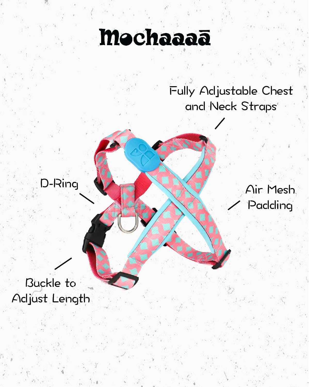 X Shape Air Mesh Dog Harness - Trachea Protection, HAUTICO X MOCHAAAA (Bobi, Small)