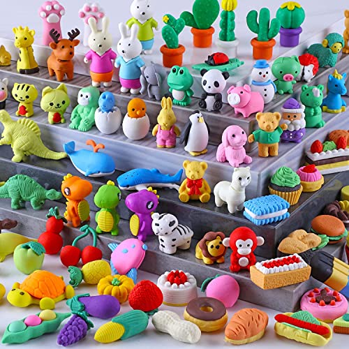 200 Pack Animal Erasers for Kids, Desk Pets for Classroom, 3D Bulk Mini Puzzle Pencil Eraser, Cute erasers for Classroom Rewards and Prizes, Novelty Fun Party Favors Gift