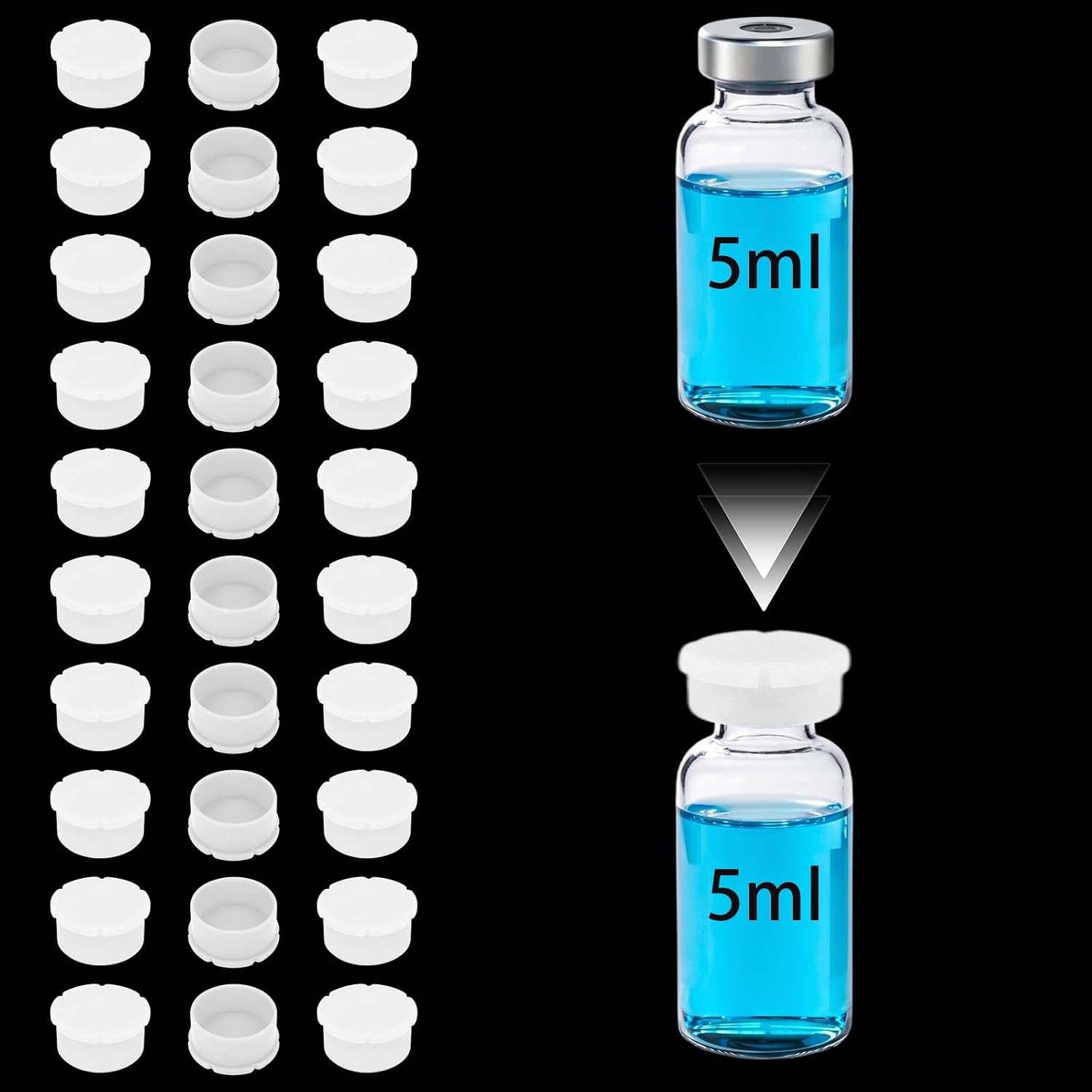 30PCS 5-30ml Peptide Vial Caps, Silicone Protective Caps for 5ml 10ml 30ml Glass Vials, Peptides Storage Protective Cap, Reusable Vial Covers for Peptide Storage by KNOCKO (White)