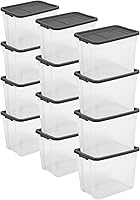 Vista 10 de Sterilite Paquete de 6 cajas apilables modulares, contenedores de almacenamiento de plástico transparente duraderos con tapas de cierre, 16 cuartos