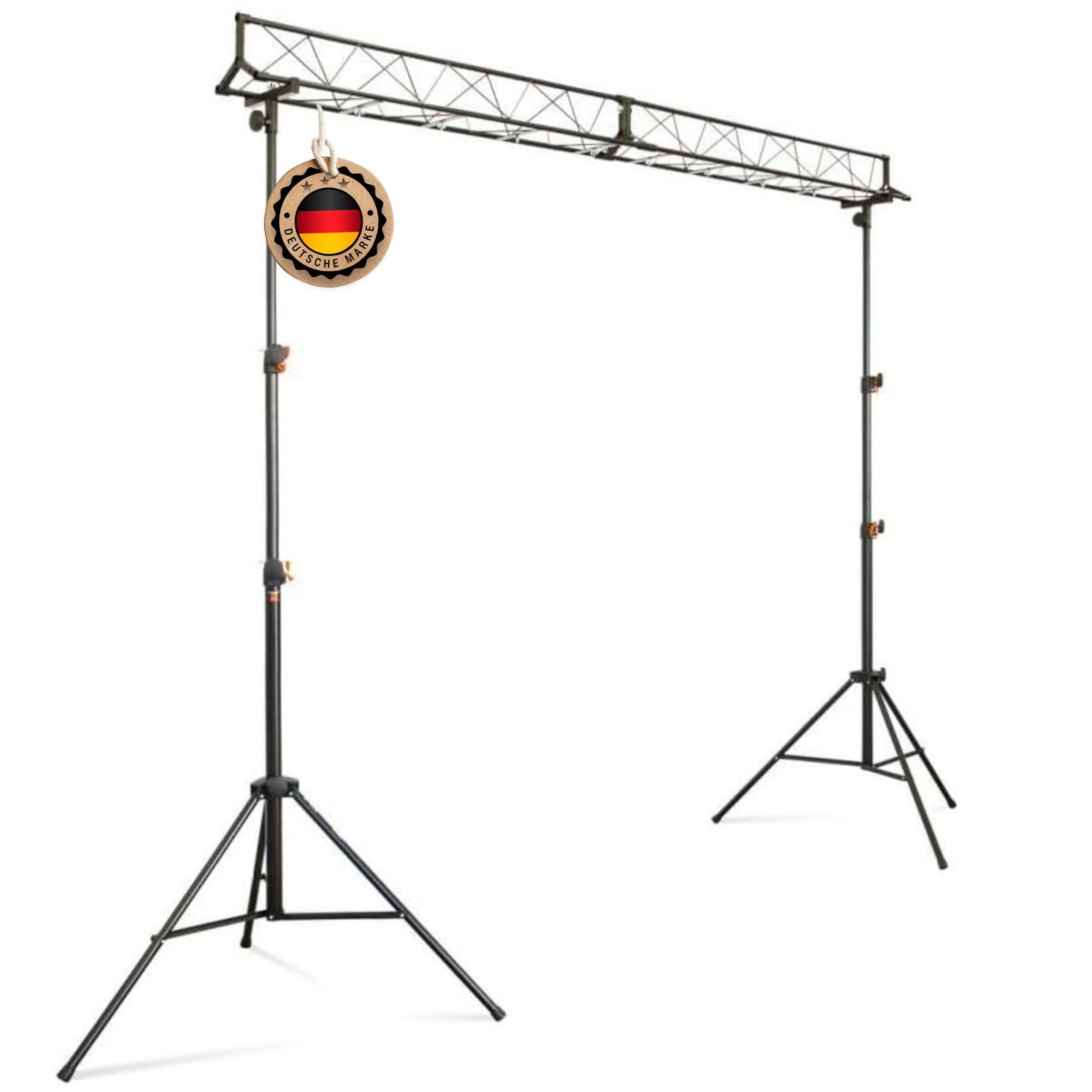 ETEC Professional Licht Stativ Set LS-4 mit 3-Punkt Traverse - DJ Stand Bühne Truss Stand Light Stand Traversensystem Lichtstativ Quertraverse Veranstaltung Bühne Beleuchtung
